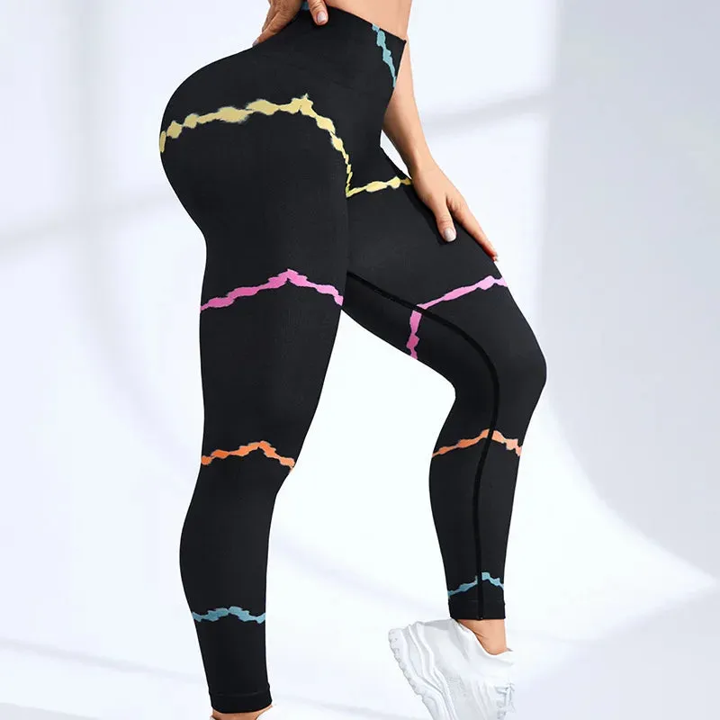Tie Dye Seamless Leggings Women High Waist Tights for Yoga