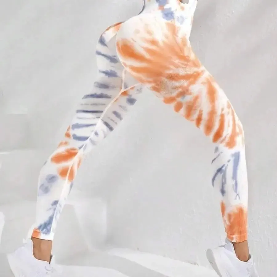 Tie Dye Seamless Leggings Women High Waist Tights for Yoga
