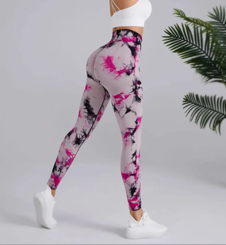 Tie Dye Seamless Leggings Women High Waist Tights for Yoga