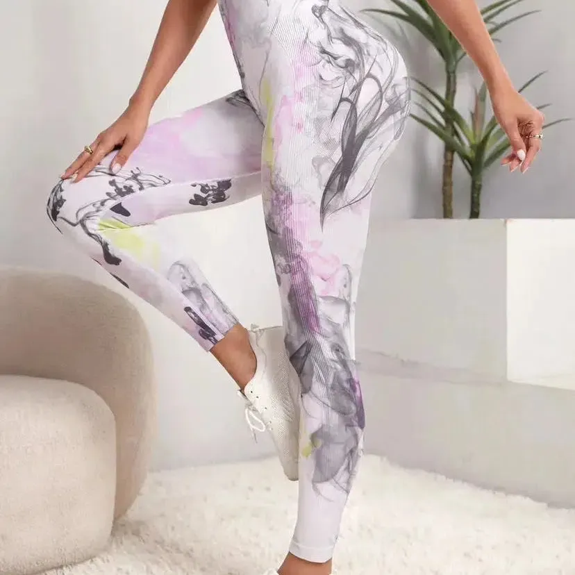 Tie Dye Seamless Leggings Women High Waist Tights for Yoga