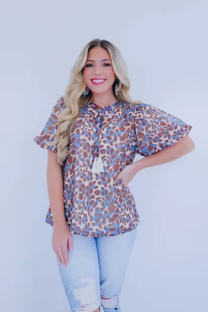 Tobi Tassel Tie Puff Sleeve Blouse