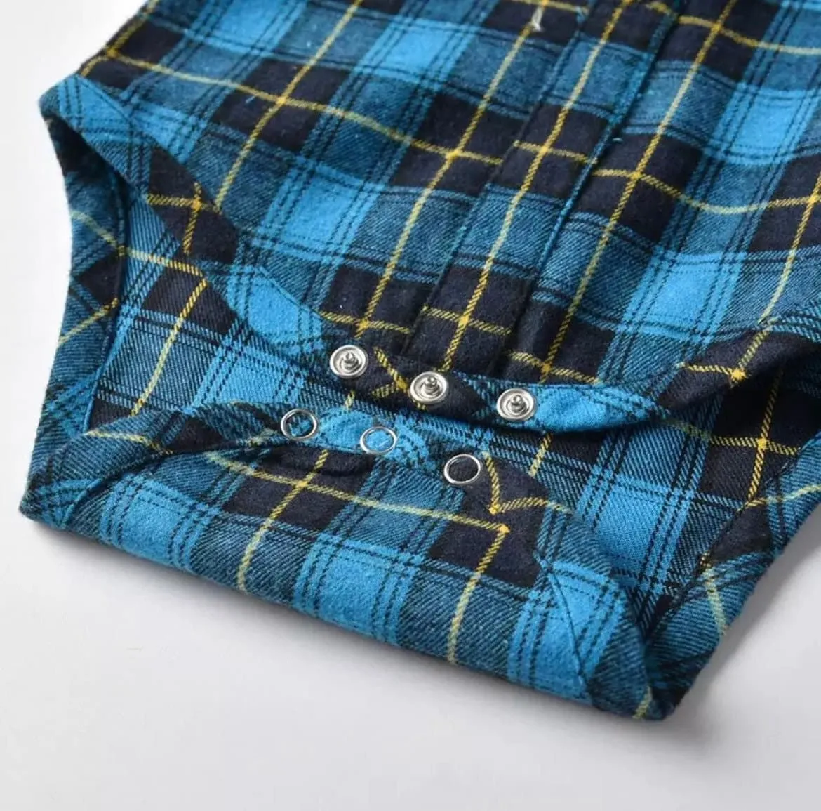 Trendy Baby Boy Denim and Plaid Shirt Set