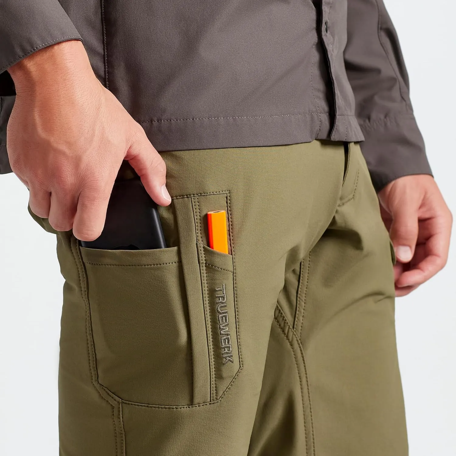 TRUEWERK Mens Work Pants - T1 WerkPants Relaxed Fit, Lightweight, Moisture Wicking, Tactical Cargo Pants with 4-Way Stretch
