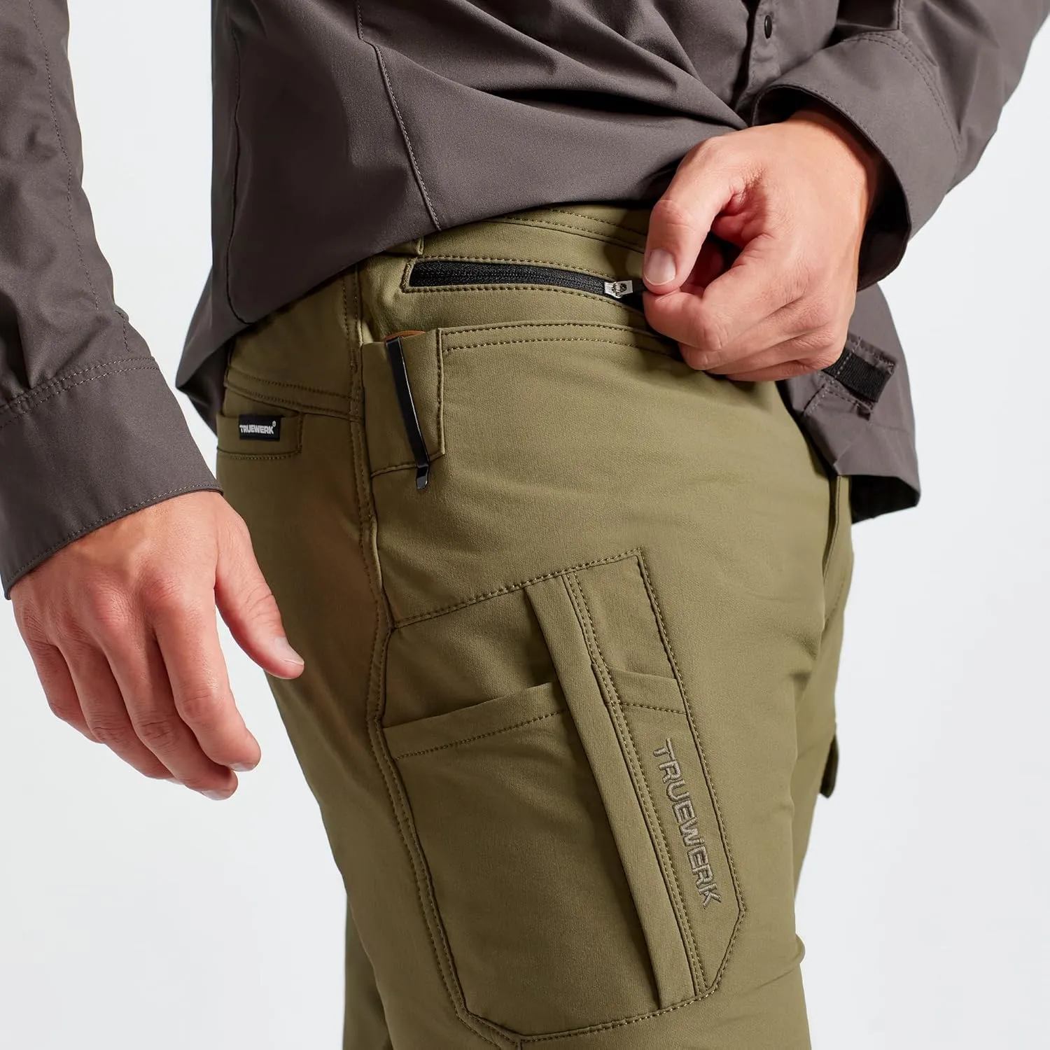 TRUEWERK Mens Work Pants - T1 WerkPants Relaxed Fit, Lightweight, Moisture Wicking, Tactical Cargo Pants with 4-Way Stretch