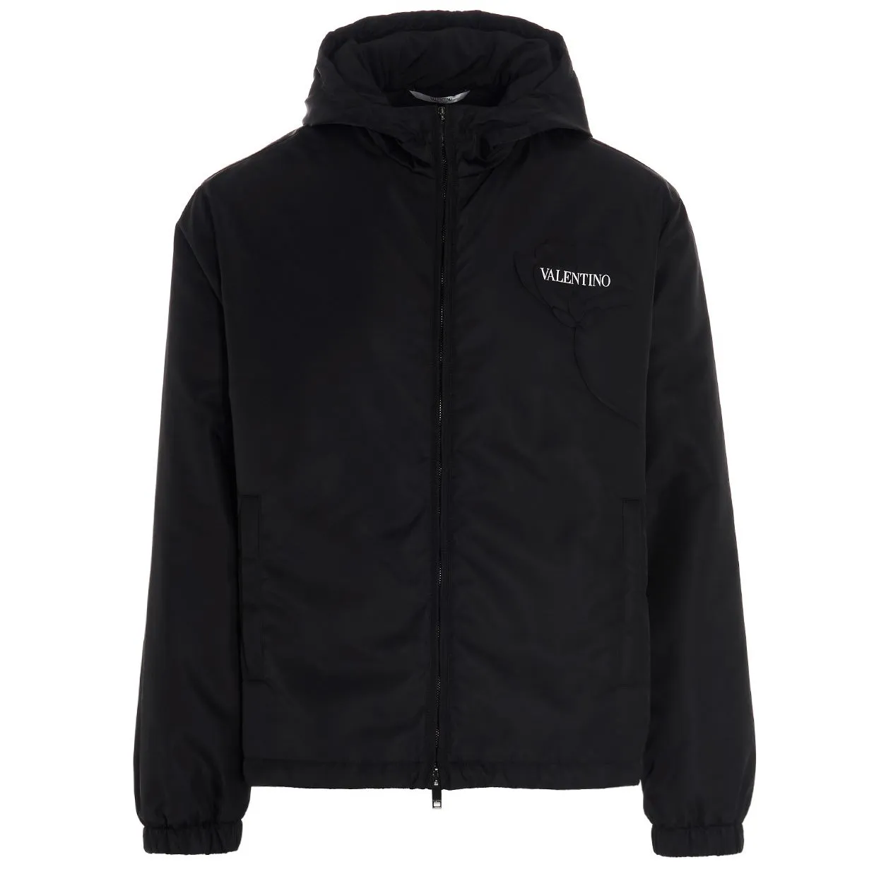 Valentino Black Hooded Logo Windbreaker