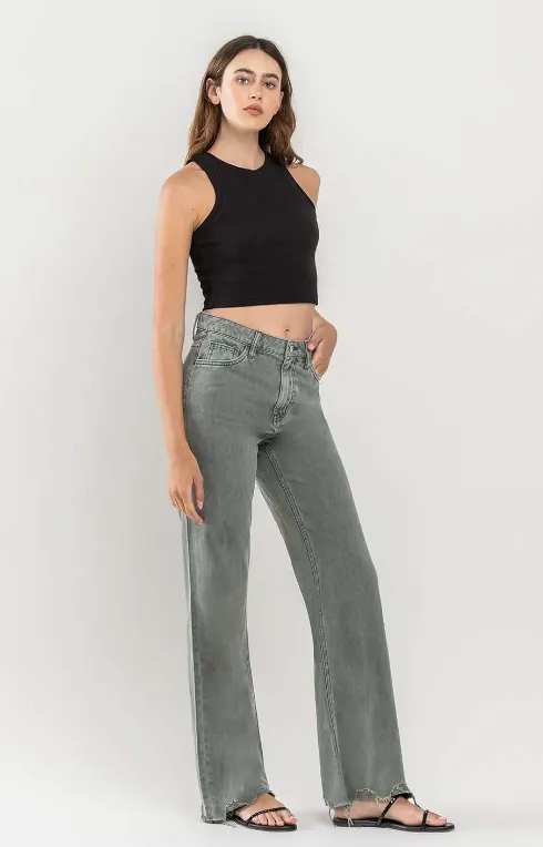 Vervet - 90's Vintage Super High Rise Flare Jeans - Thyme