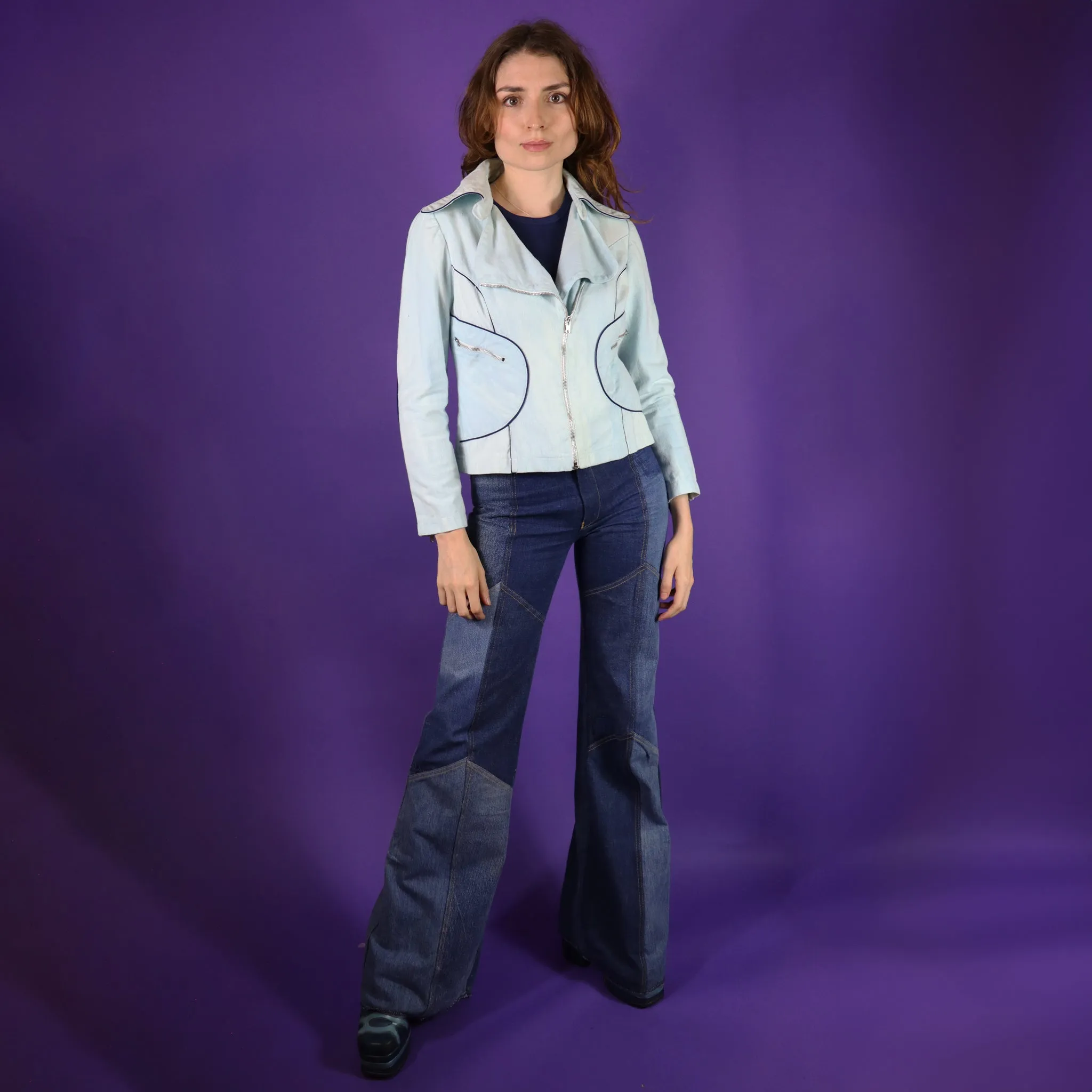 Vintage 1970s Roncelli Space Dye Marbled Biker Jacket