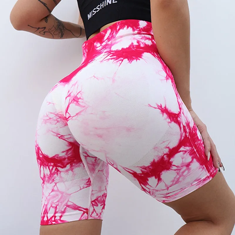 Wjczt Tie Dye Women Shorts Fitness Seamless Leggings Push Up Yoga Pants Workout Clothes Gym Sportswear Jogging Sport Outfit For Woman