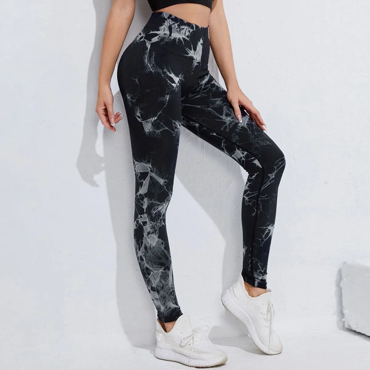 Wjczt Tie Dye Women Shorts Fitness Seamless Leggings Push Up Yoga Pants Workout Clothes Gym Sportswear Jogging Sport Outfit For Woman