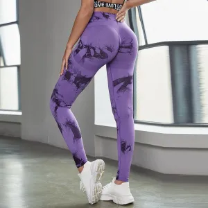 Wjczt Tie Dye Women Shorts Fitness Seamless Leggings Push Up Yoga Pants Workout Clothes Gym Sportswear Jogging Sport Outfit For Woman
