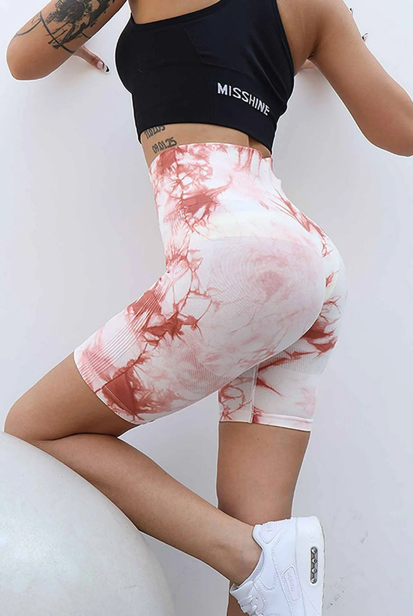 Wjczt Tie Dye Women Shorts Fitness Seamless Leggings Push Up Yoga Pants Workout Clothes Gym Sportswear Jogging Sport Outfit For Woman
