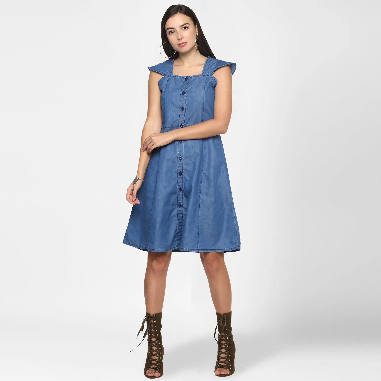 Women's Cotton Grey Check Shirt Dress - Stylestone
