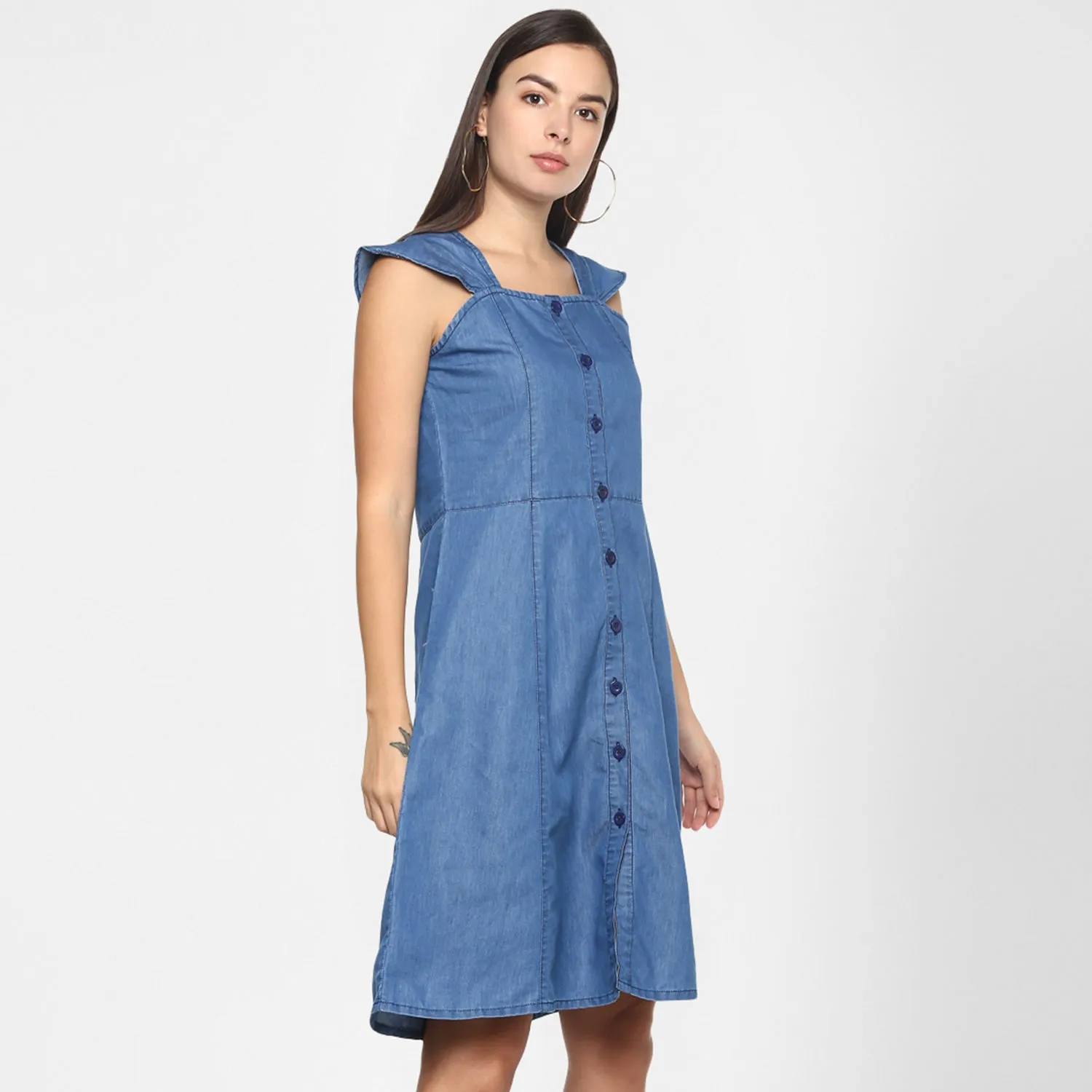 Women's Cotton Grey Check Shirt Dress - Stylestone