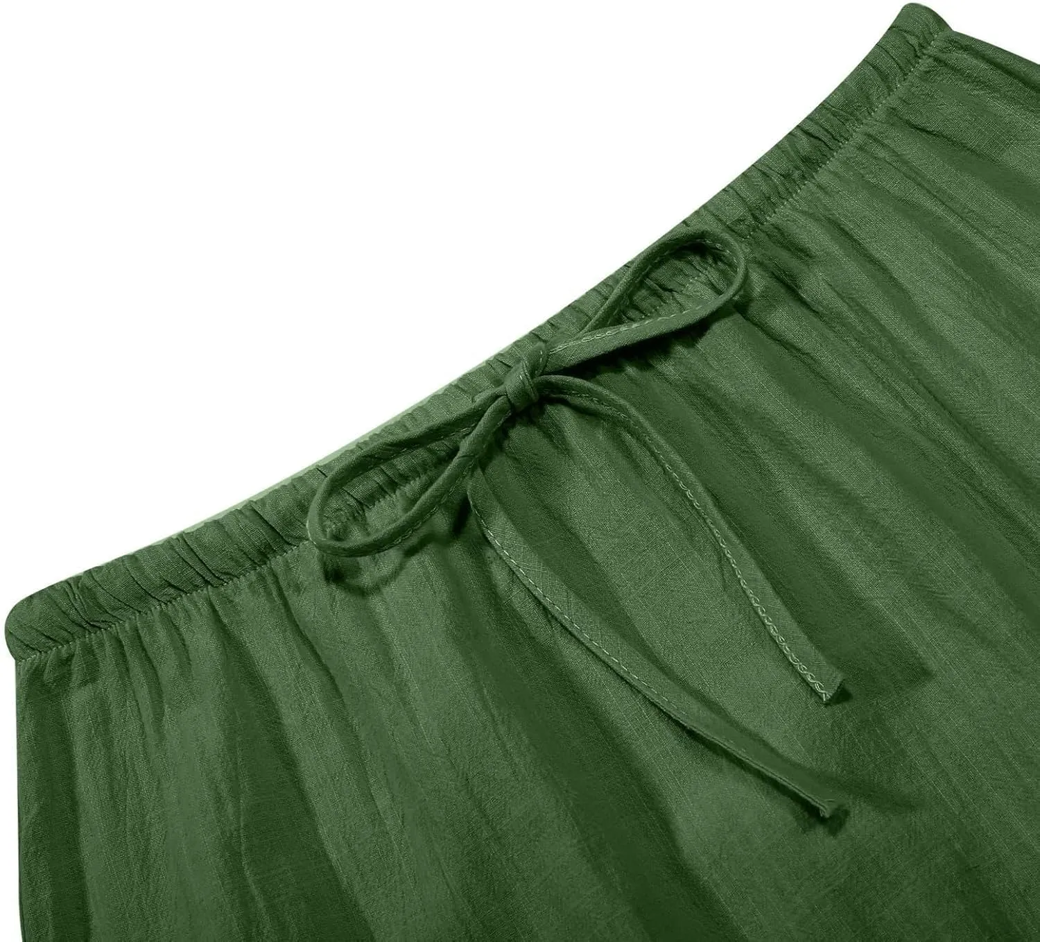 Womens Linen Maxi Skirts Summer Elastic Waist Drawstring A Line Long Flared Skirts Vacation Boho Flowy Skirt
