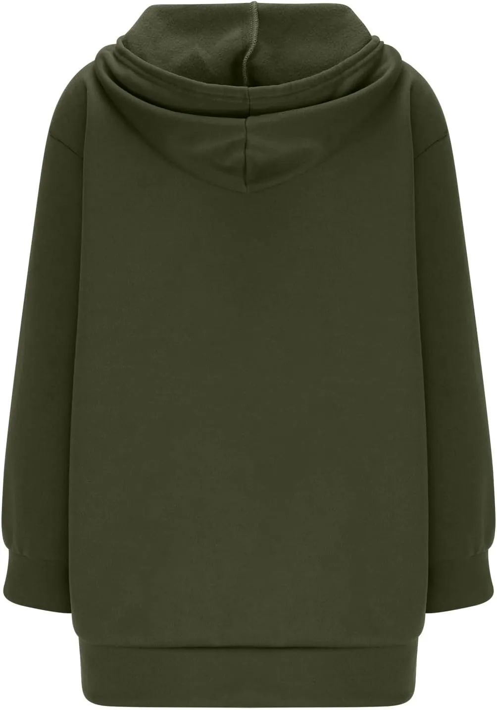 Womens Longline Hoodie Fall Winter Full Zip up Drawstring Sweatshirt Ladies Knee Length Pullover Hooded Jacket Pocket