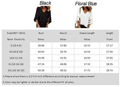 Women's Summer 3/4 Bell Sleeve V-Neck Patchwork Large Casual Blouse, Solid Pink