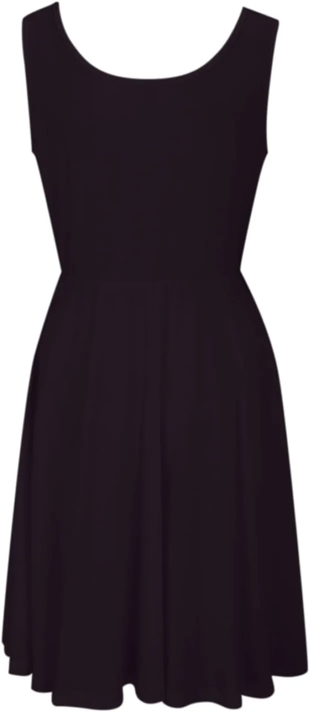 Women's Summer Dresses Scoop Neck Sleeveless A-Line Ribbed Knit Above Knee Tank Dress