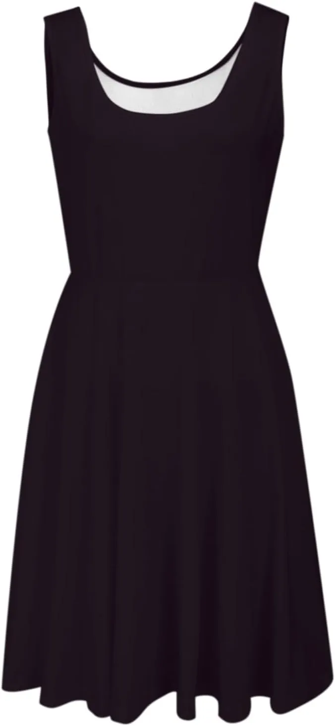 Women's Summer Dresses Scoop Neck Sleeveless A-Line Ribbed Knit Above Knee Tank Dress