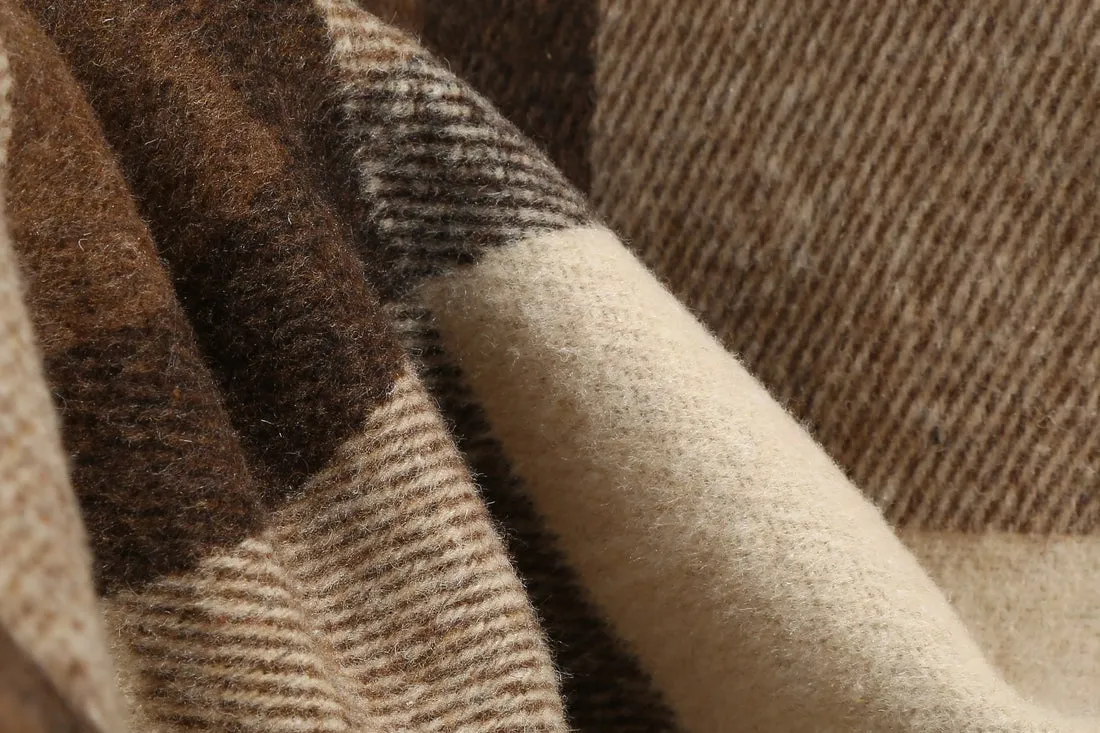 Wool Checked Coat - Thick Fabric Plaid Long Jacket