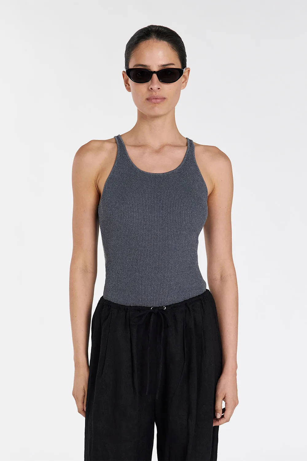 ZION DARK GREY MARLE SCOOP TANK