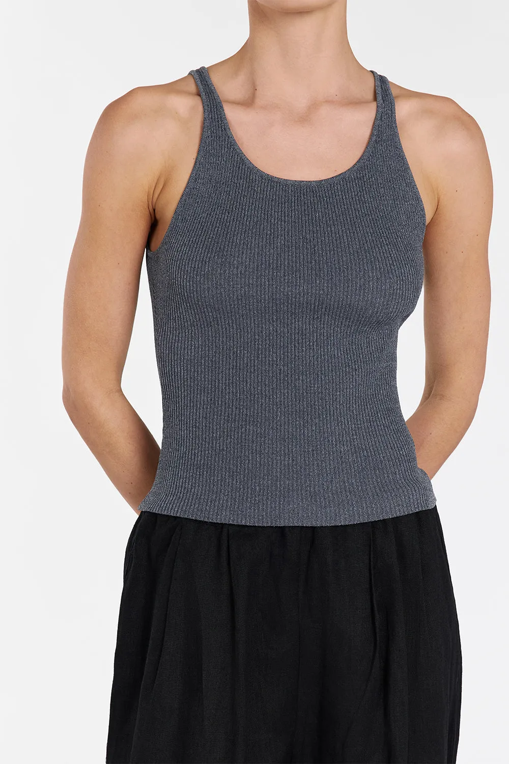 ZION DARK GREY MARLE SCOOP TANK